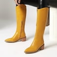 thumbnail image 2 of B91xZ Bottes d'Équitation Femmes Fermeture Éclair Bout Rond Mode Moto Bottes de Combat pour Femmes, Jaune 6.5, 2 of 5