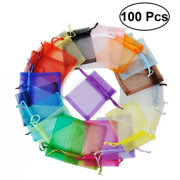 Multi-Colored Organza Drawstring Bags for Wedding Party Favors and Gift Wrapping 100 Pieces