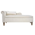 thumbnail image 3 of Chaise Lounge with Storage & Pillow, Modern Velvet Upholstered Rolled Arm Sofa Chair with Nailhead Trim for Living Room, Bedroom (Left Armrest-Beige), 3 of 8