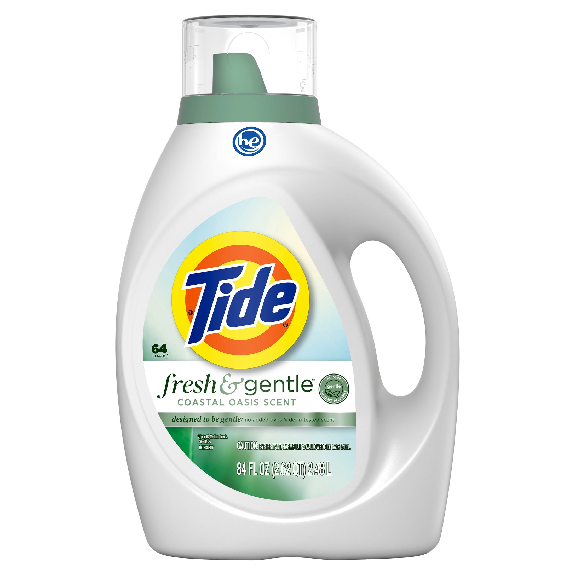 Tide Fresh & Gentle Liquid Laundry Detergent, Coastal Oasis Scent, 64 Loads, 84 fl oz