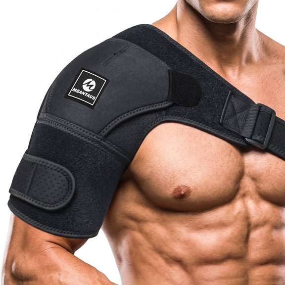 MEANTAUS Shoulder Brace for Pain Relief - Rotator Cuff Compression Sleeve, Adjustable Stabilizer for Men & Women, Sports/Injury Recovery, Left & Right Arm (Black, S)