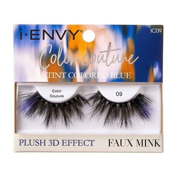 iENVY False Eyelashes Faux Mink Color Couture Mixed Colored Lashes Maximum Fluffiness and Volume Fake Eyelashes (Tint Blue)
