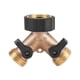 thumbnail image 1 of Adaptateur de robinet d'eau en laiton 2 voies en forme de Y, connecteur de tuyau 3/4 pour irrigation de jardin (norme américaine), 1 of 4