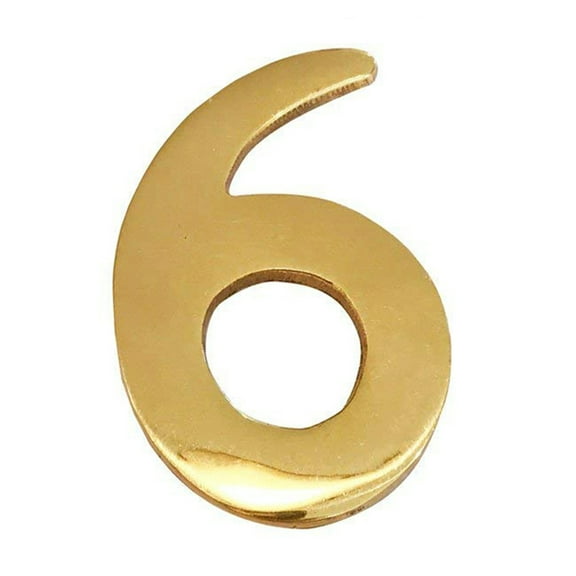 2-Inch Brass Mailbox Number 6 – Self Adhesive Floating #6
