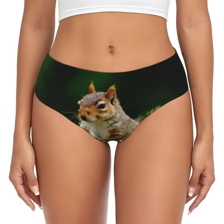 Sikiie Squirrels Eating Peanuts On The Tree Women s High Waisted Cotton Underwear Soft Breathable Panties Stretch Briefs Seamless Ladies Panties-Large