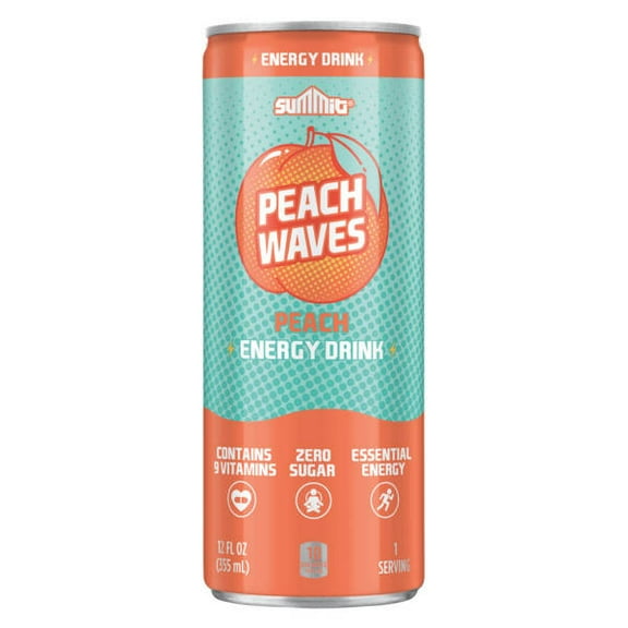 Summit Peach Waves Energy Drink, 12 fl oz can - (Pack of 1)