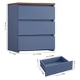 thumbnail image 3 of Nightstand with 3 Drawers, Blue Bedside Table - Bedroom Sofa Side Table with Cut-Out Handles, 17.7"W x 15"D x 21.7"H, 3 of 7