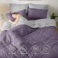 thumbnail image 3 of Cozy Comfort Grayish Purple King Size Comforter Set - 7 Pieces Reversible King Bed in a Bag, King Bed Set Grayish Purple and Grey with Comforters, Sheets, Pillowcases & Shams, 3 of 5