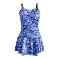 thumbnail image 6 of WAYUTE Womens One Piece Swimsuits Casual Floral Print Shirred Swimsuit with Cover Up Summer Beachwear Tummy Control Swimwear, 6 of 7