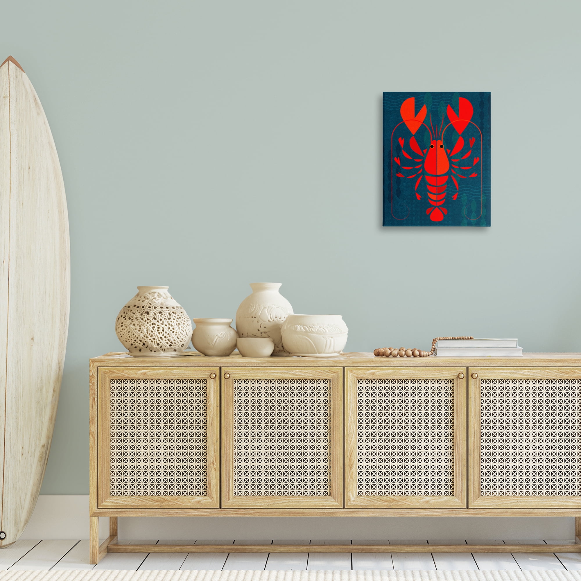 Stupell Industries Red Segmented Lobster Animals Painting Wrapped Canvas Art Print Wall Art, 16 x 20