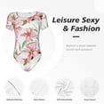 thumbnail image 6 of Balery Lilies Flowers Women's Short Sleevee Crew Neck Bodysuit Tops Short Sleeve Tops Basic-, 6 of 9
