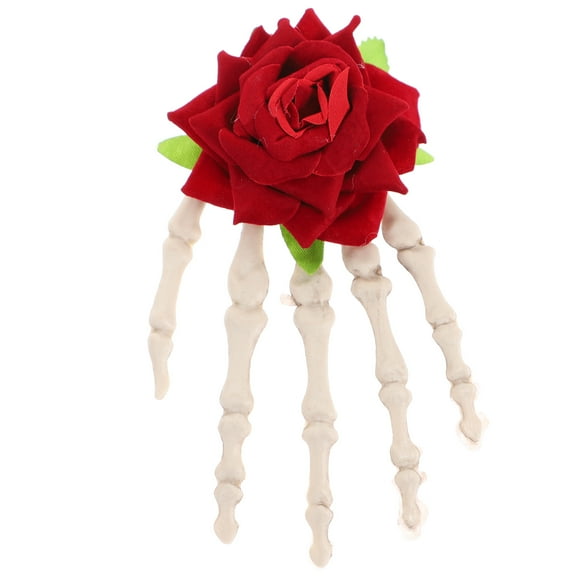 Horquillas de rosa para el pelo, creativas y delicadas, con forma de calavera, accesorio divertido para Halloween, fiestas de máscaras y festivales (15 x 8,5 cm, talla S)