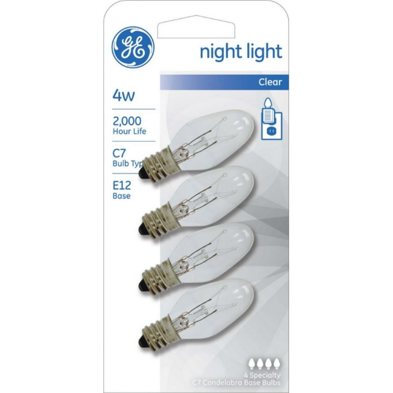 GE Night Light Bulb Standard 4 Watt Clear 4 ea Pack of 3