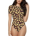 thumbnail image 2 of Goofa Cute Small Farm Birds Printed Women Rash Guard Short Sleeve,Tummy control Swimsuit Surfing Swimsuit Bathing Suit One Piece Swimsuit UPF 50-, 2 of 9
