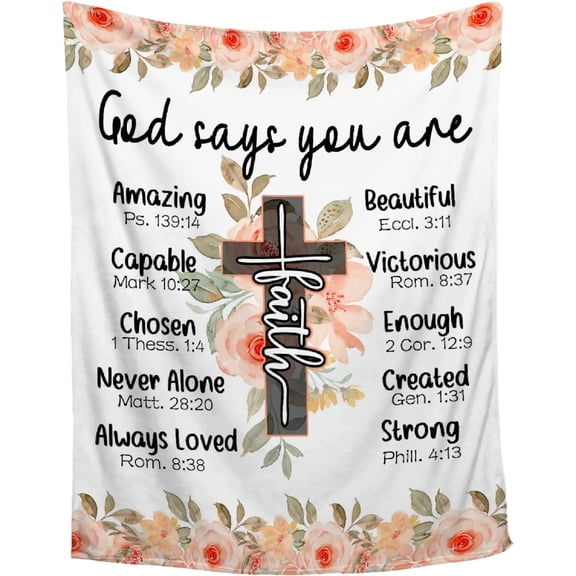 Christian Blanket with Inspirational Thoughts and Prayers Religious - God Gifts for Women/Mom/Mother''s Day/Birthday - Ultra Soft Warm Healing Throw Blanket Home Decor - 40"x50" Scripture Gifts