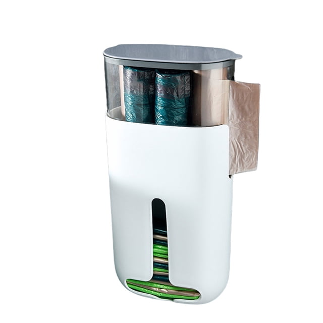 CSChome Garbage Bag Holder Wall Mounted Garbage Holder – Large Capacity Punch Free Strong Load Bearing Visible Wall Hanging Plastic Trash Bin