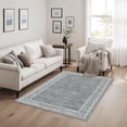 thumbnail image 2 of RUG ROBOT Modern Bordered Machine Washable Rug, Ultra-Thin 3x5 Rugs for Entryway Bedroom, Non-Slip Stain Resistant Small Carpet for Laundry Entrance (3'x5',Grey), 2 of 6