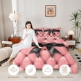 thumbnail image 3 of Manfei Black Crystal Bow Knot Full Size Comforter Sets 3 Pieces for Kids Teens,Girls Women Vintage Plaid Bedding Sets,Pink Reversible,Breathable Home Decor, 3 of 6