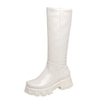 thumbnail image 1 of Bottes en Cuir Haute Imperméabilité Plateforme Intérieure Bout Rond au-Dessus du Genou Cuir Verni Plat US9, 1 of 3