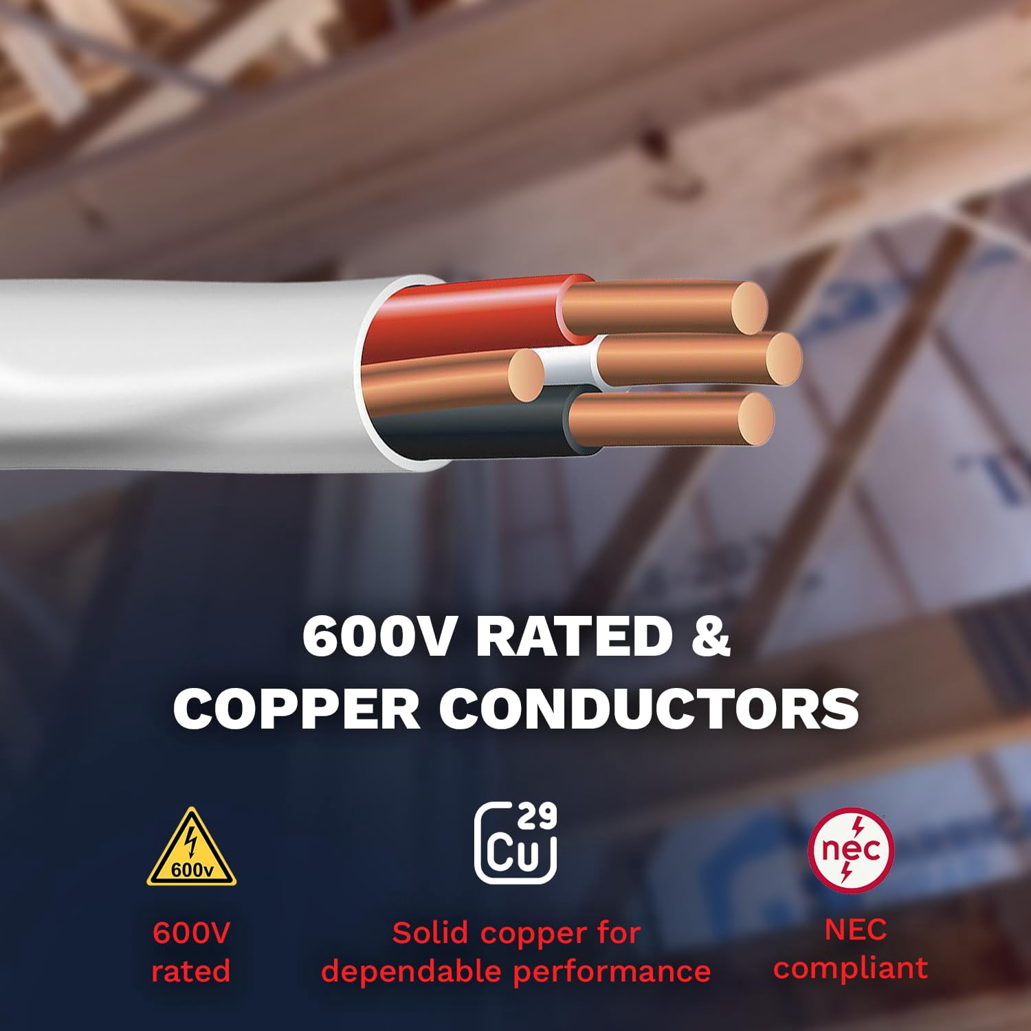 Solid Indoor Wire 14/3 W/G NMB Cable 25ft Coil - Copper Building Wire - Nonmetallic with Ground Sheathed Cable White SW 63946855