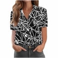 thumbnail image 2 of Button Down Shirt for Women Classic Sailor Stripe Pattern Collared Neck Short Sleeve Professional Business Casual Slim Fit Office Workwear Blouse, 2 of 6