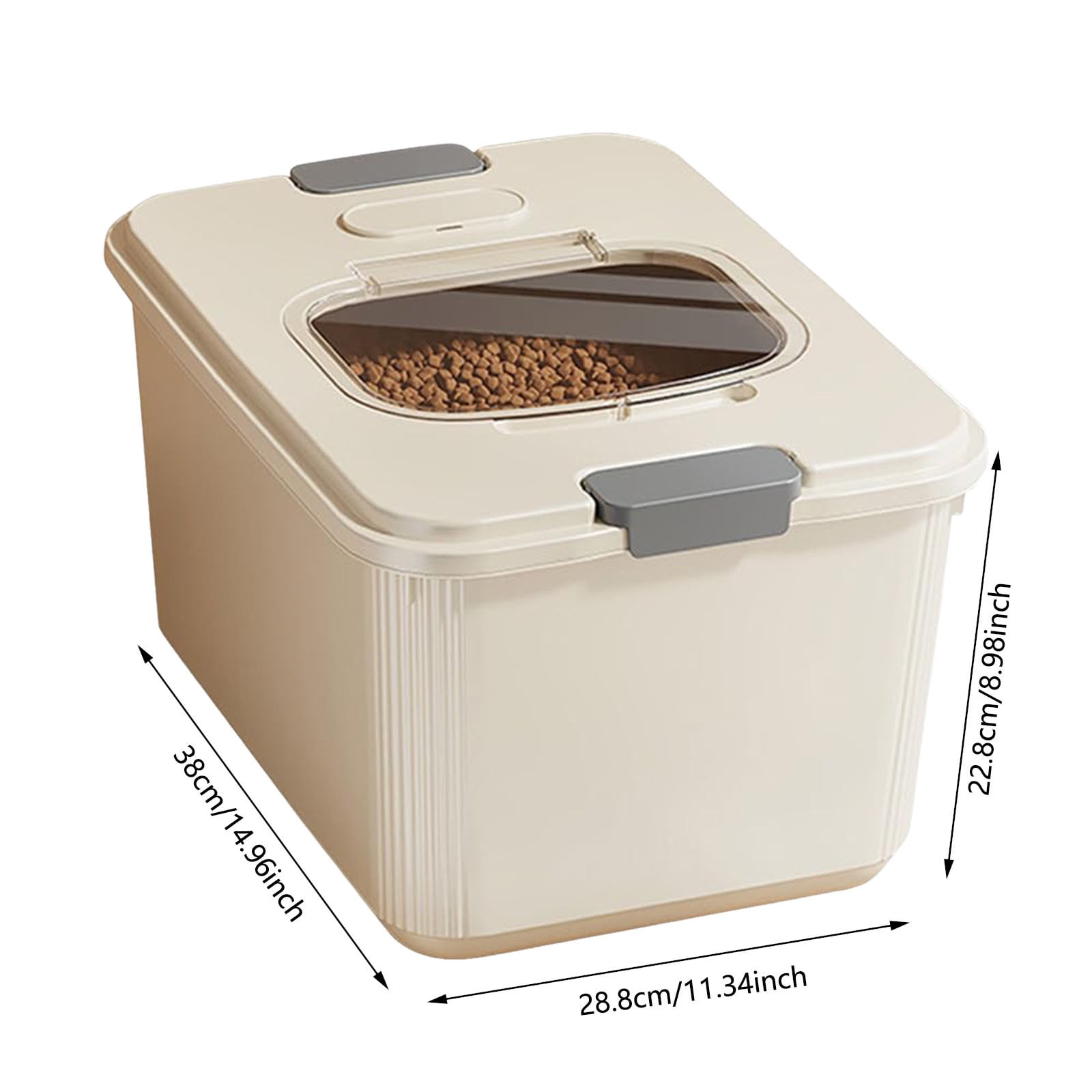Airtight Food Storage Container for Dogs and Cats with Clear Lid and Measuring Cup for Baking Supplies Flour Rice Pantry Storage Cereal Organizing