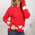 thumbnail image 6 of Eltusu Women Pullover Sweaters, Long Sleeve Heart Crew Neck Thermal Winter Tops Red Size L, 6 of 8