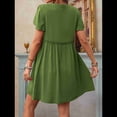 thumbnail image 4 of Vestido Bohemio de Fiesta para Mujer, de Corta, con Botones, Escote en V y Bolsillos, Color Verde Alga Talla M, 4 of 6