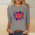 thumbnail image 1 of Meichang T-Shirts du Memorial Day pour Femmes, T-Shirts Graphiques Étoiles et Rayures, Manches 3/4, Coupe Ample, Col Ras du Cou, T-Shirts Patriotiques, Vêtements de la Fête de l'Indépendance, 1 of 6