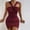 Wine, variant on SDJMa Women's Short Sleeve Pleated Loose Swing Casual Dress Women's Fashion Sexy Sleevess V-Neck Suspender Cross Twisted Backless Package Hip Dress