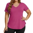 thumbnail image 2 of Jane Wardrobe Women's Plus Size V-Neck Curved Hem T-Shirt, Loose Fit Short Sleeve Casual Athletic Top, 1 Piece, S-XXL Plus Size Friendly, 2 of 4