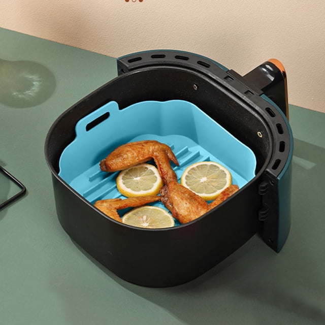 Plateau de Cuisson Carré en Silicone Plateau de Cuisson pour Friteuse à Air Chaud 2 Pcs Casserole en Silicone pour Friteuse à Air avec Poignée Réutilisable