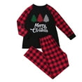 thumbnail image 3 of Seyurigaoka Fashion Family Parent-child Costume Christmas Tree Print Top and Plaid Elastic Trousers Two Piece Set, 3 of 6