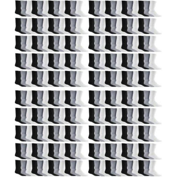 SOCKS'NBULK Mens & Womens Wholesale Bulk Sports Crew, Athletic Case Pack Socks, by SOCKS'NBULK (300 Pairs Mixed Assorted, Womens 9-11 (Shoe size 5-10))