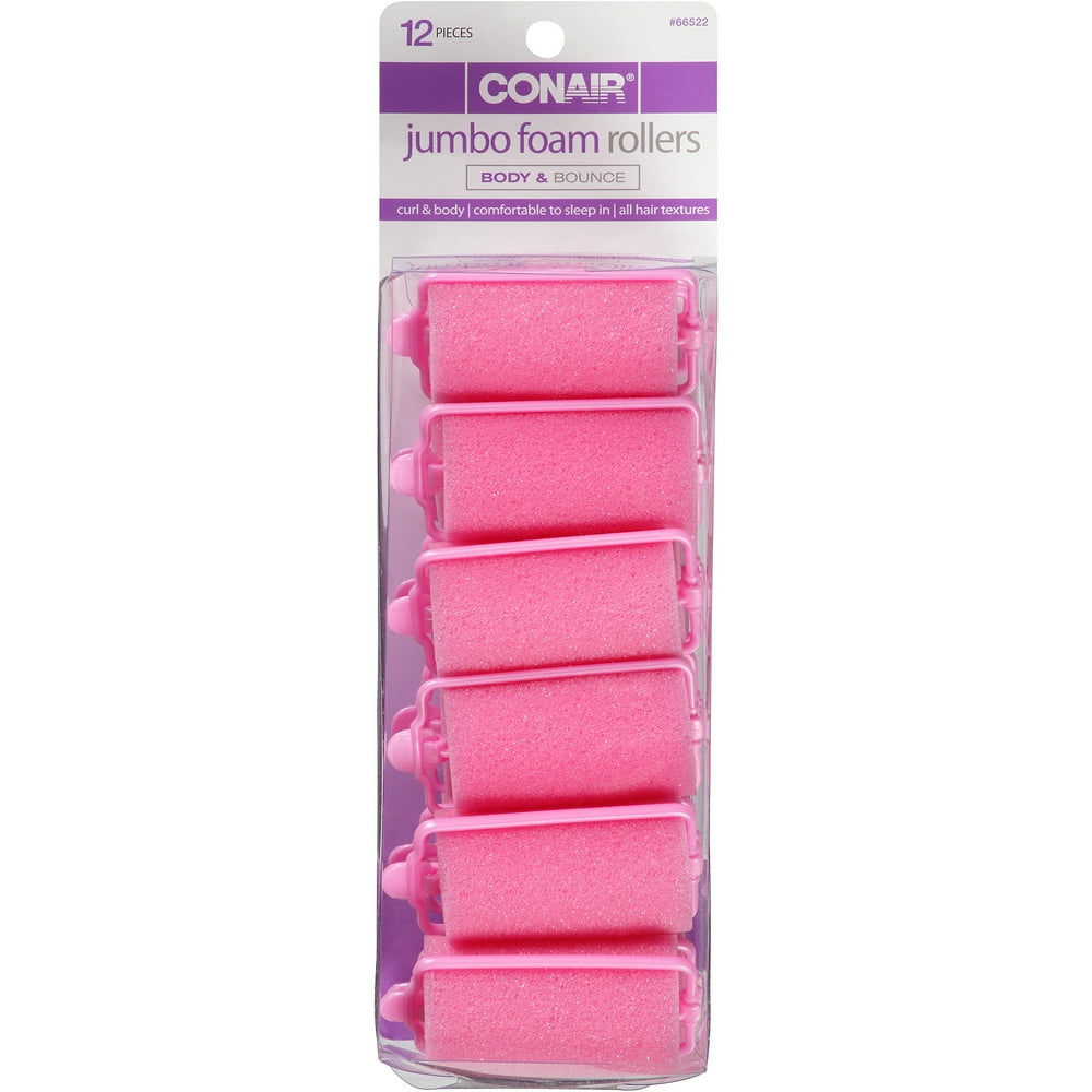 Conair Body & Bounce Jumbo Foam Rollers, 12 count