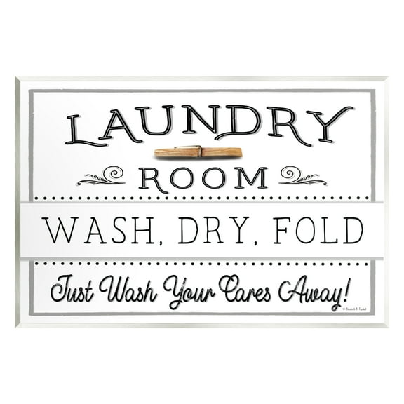 Stupell Industries Wash Cares Away Laundry Typography Painting Unframed Art Print Wall Art, 15 x 10
