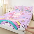 thumbnail image 4 of Erosebridal Cartoon Animal Axolotl Bed Sheets Twin,Rainbow Stars Print Bedding Twin Size,Glitter Print Sheet Set Twin,Super Cozy Room Decorative,3 Pieces, 4 of 6