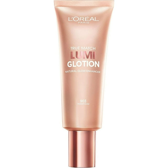 L’Oréal Paris True Match Lumi Glotion, Illuminateur, Sublimateur d'éclat naturel pour le visage et le corps, Teinte diaphane, Offre un éclat ensoleillé, 903 Moyen, 40 ml