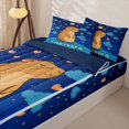 thumbnail image 3 of Erosebridal Cartoon Capybara Animals Zipper Twin Comforter Sets with Fitted Sheet and 2 Pillowcases,Night Moon Heart Art Zipper Bedding Set For Girls,Navy Blue Reversible,4 Pieces, 3 of 7