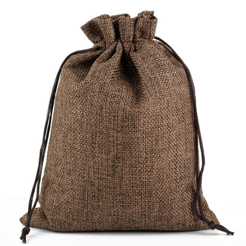 Portable Coffee Wedding Favor Hessian Burlap Jute Bags Drawstring Bag Optional 