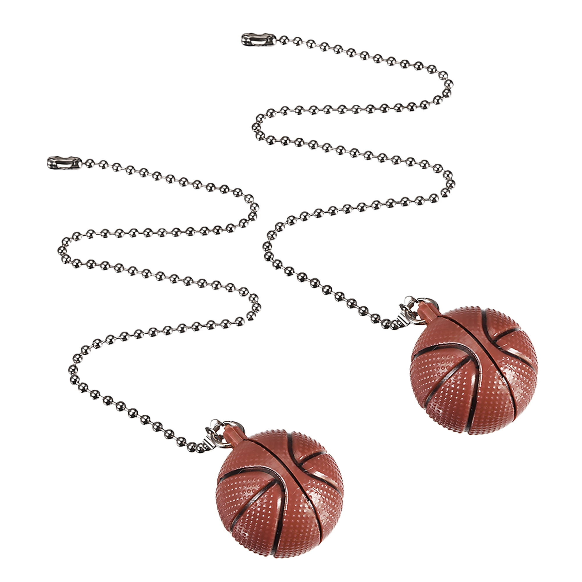 Basketball Pendant 12 inch Silver Tone Pull Chain for Fans 2pcs
