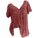thumbnail image 2 of ICHUANYI ClearanceWomen Plus Size Short Sleeves V-Neck Print Blouse Pullover Tops Short Sleeve Blouses(Red, M) ICHUANYI WER20232080500338, 2 of 8