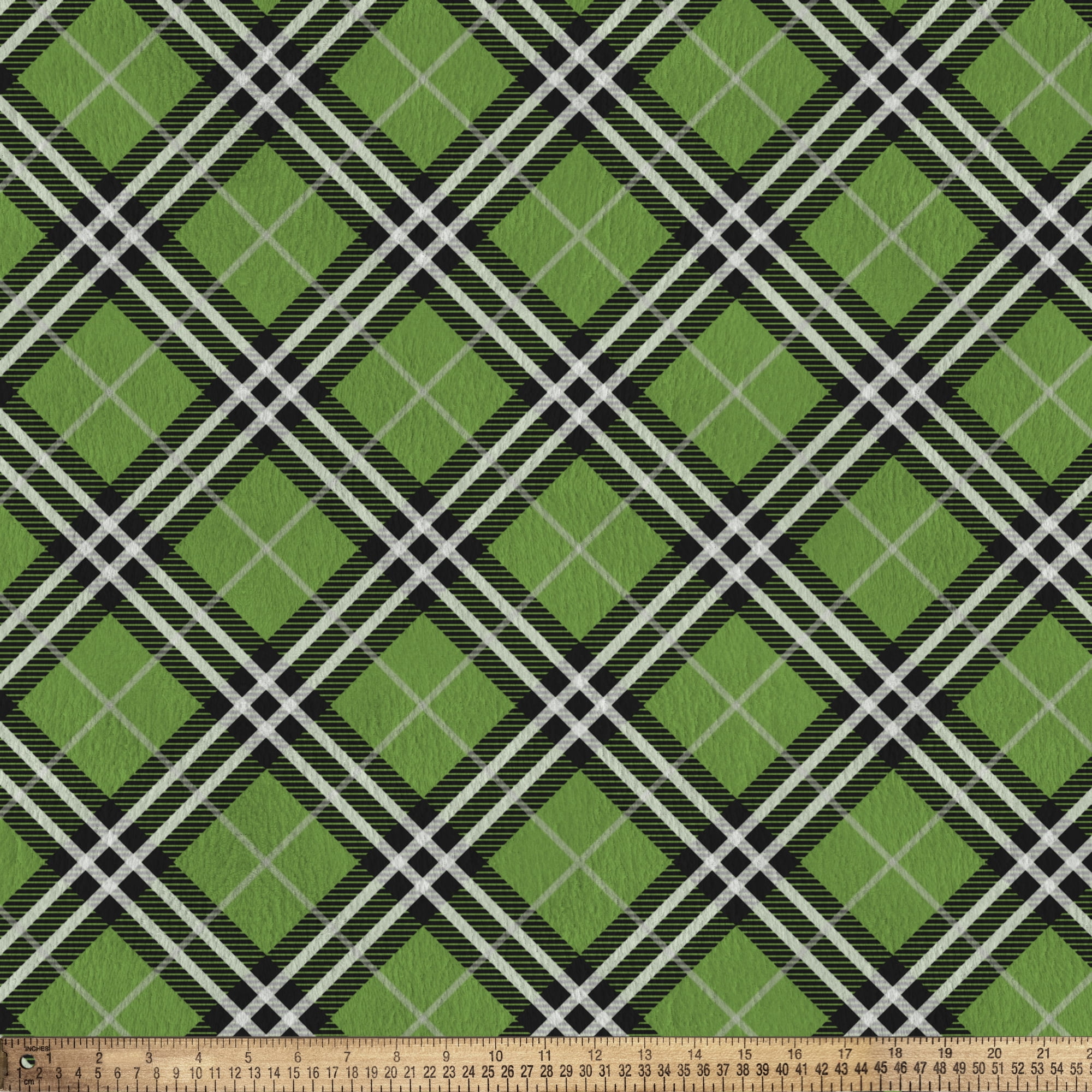 Mainstays 1.5 Yards 100% Polyester Brushed Fleece Woodland Check, Green, 60" Wide for Crafts