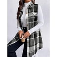 thumbnail image 5 of Cuteduck Womens Plus Size Sleeveless Plaid Vest Wool Blazer Jackets Cardigan Outerwear Fall Winter Tops 1X-4X, 5 of 6