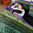 thumbnail image 4 of Homewish Bohemian Geometric Stripes 7-Piece Twin Bedding,Retro Floral Bedding Comforter Set,Purple,Black Reversible, 4 of 8