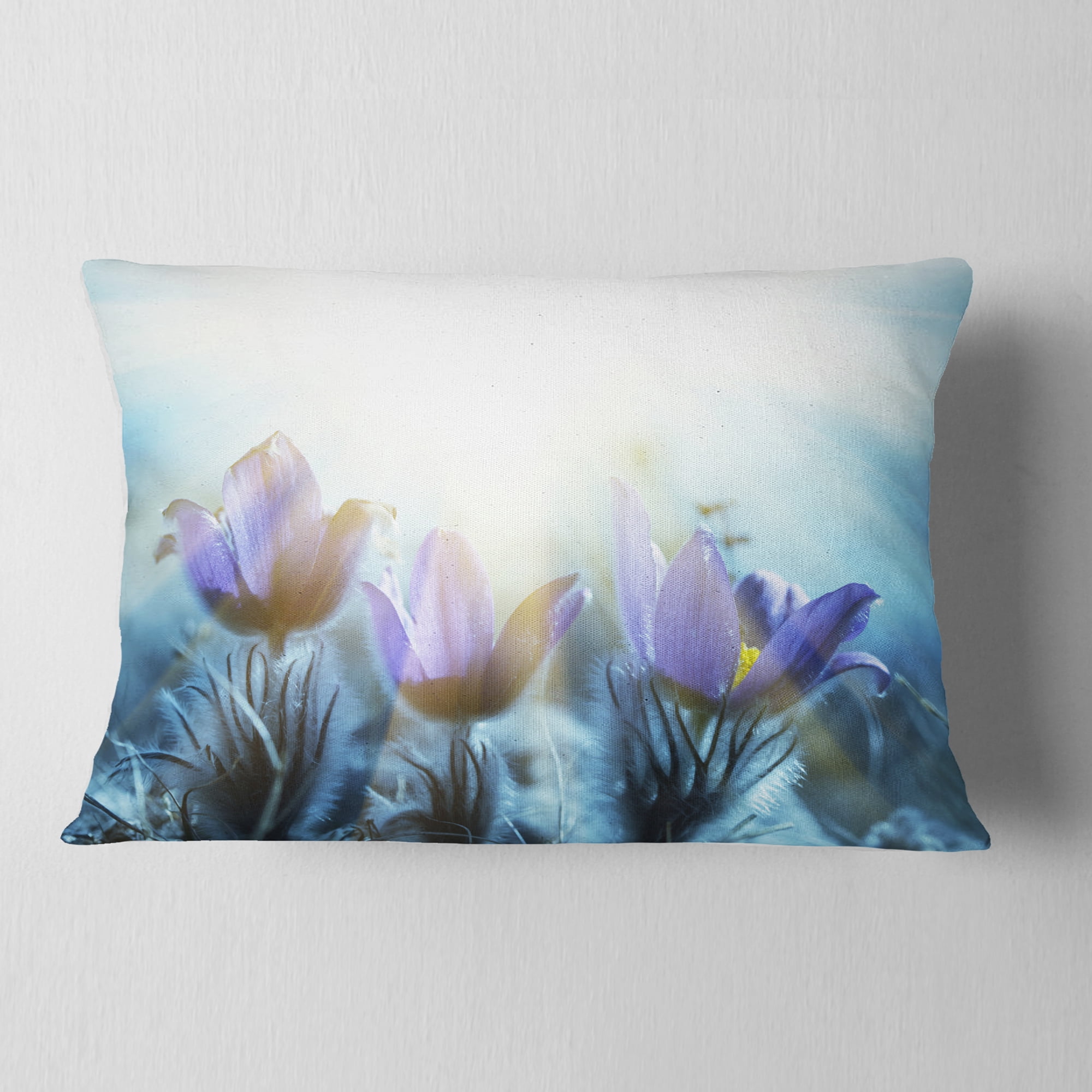Designart 12" x 20" Blue Polyester Throw Pillow
