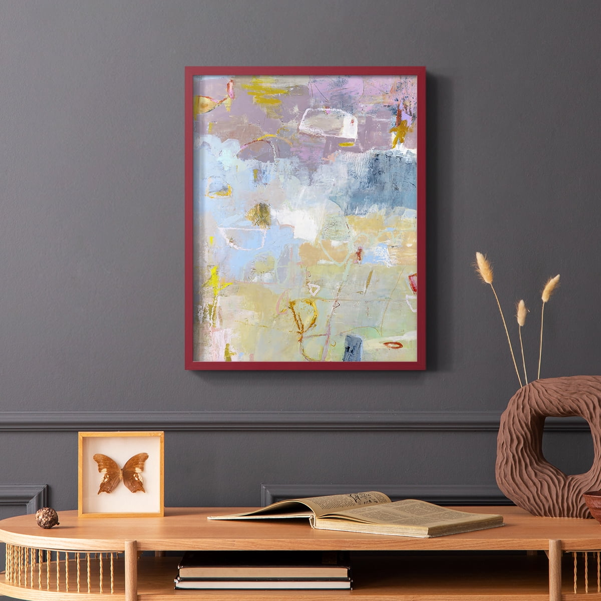 Whilst I Framed Print in Red Solid Wood 11 x 14 Framed Print