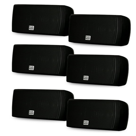 Acoustic Audio AA32CB Mountable Indoor Speakers 1800 Watts Black Bookshelf 3 Pair Pack AA32CB-3PR