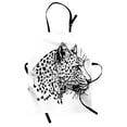 thumbnail image 1 of Sketchy Apron Hand Drawn Jaguar Profile Wildlife Jungle Animal African Safari Theme Artwork, Unisex Kitchen Bib Apron with Adjustable Neck for Cooking Baking Gardening, Black White, by Ambesonne, 1 of 3