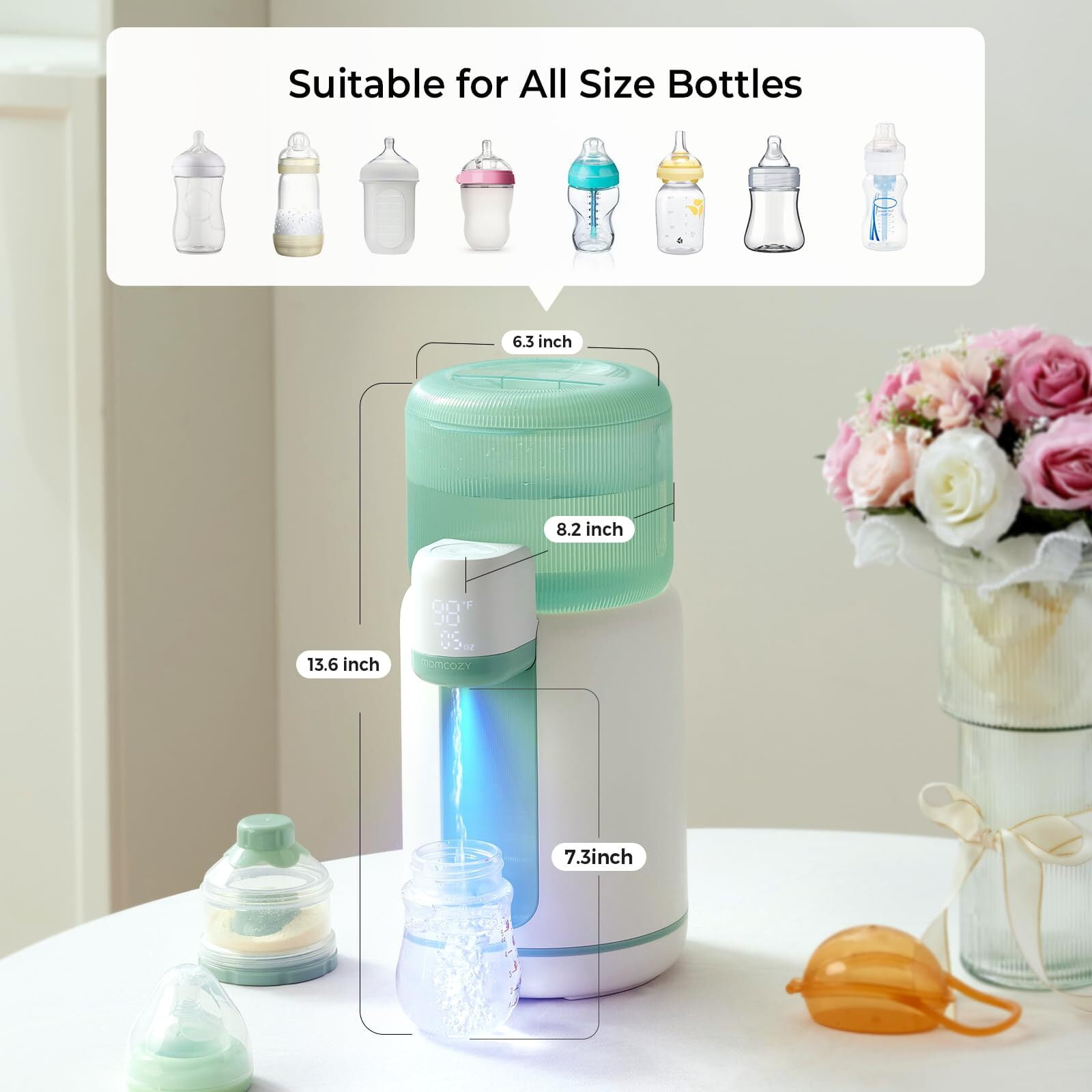 Momcozy Baby Bottle Warmer, Automatic Fast Water Dispenser for Making Milk Instantly with Night Light, 4 Temperature Control Water Warmer for Baby Feeding